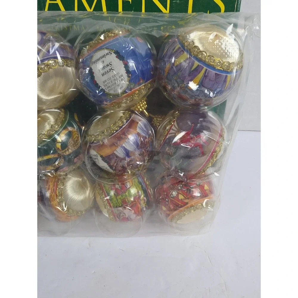 Vintage 12 Days of Christmas Multicolor Ball Ornaments New